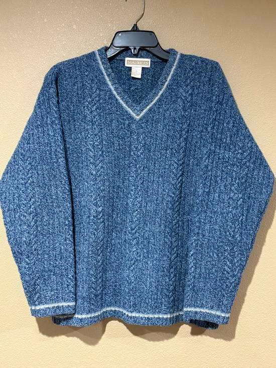 Maurices Sweaters - Vintage Pure Shetland Wool Chunky Ribbed Cable Knit Sweater Womens Blue M Preppy